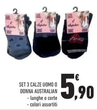 Conad Superstore Set 3 calze uomo o donna australian offerta