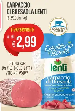 PrestoFresco Carpaccio di bresaola LENTI offerta