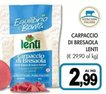 PrestoFresco Carpaccio di bresaola LENTI offerta
