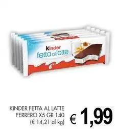 PrestoFresco Kinder fetta al latte FERRERO X5 offerta