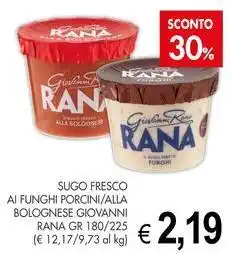 PrestoFresco Sugo fresco ai funghi porcini/alla bolognese giovanni RANA offerta