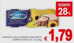 PrestoFresco Tonno in olio di girasole francesco MORETTI offerta