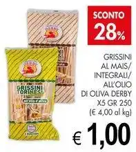 PrestoFresco Grissini al mais/ integrali/ all'olio di oliva DERBY x5 offerta