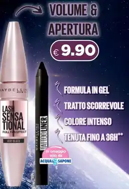 Acqua & Sapone Maybelline new york acquista un mascara volume & apertura offerta