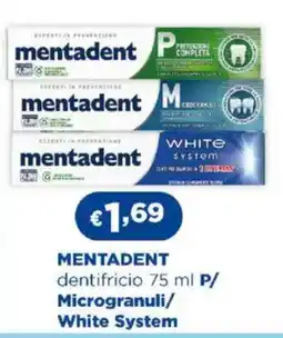 Acqua & Sapone MENTADENT dentifricio P/ Microgranuli/ White System offerta