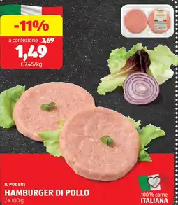 ALDI Il podere hamburger di pollo offerta