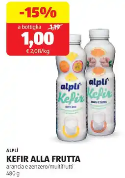 ALDI Alplì kefir alla frutta arancia e zenzero/multifrutti offerta