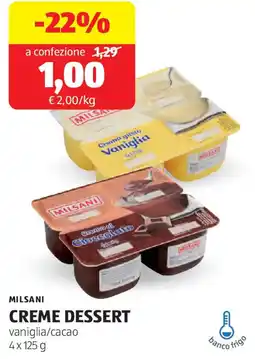 ALDI Milsani creme dessert vaniglia/cacao offerta