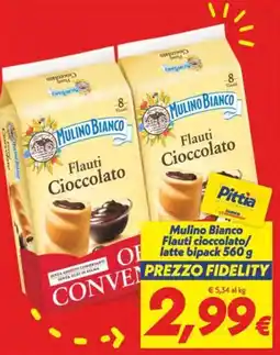 Iper Super Conveniente Mulino Bianco Flauti cioccolato/ latte bipack offerta