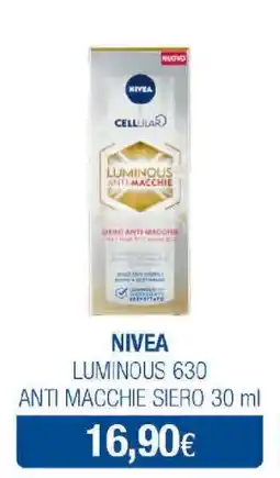 Acqua & Sapone NIVEA LUMINOUS 630 ANTI MACCHIE SIERO 30 ml offerta