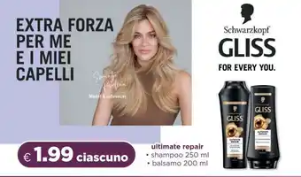 Acqua & Sapone Schwarzkopf Gliss Ultimate Repair Shampoo offerta