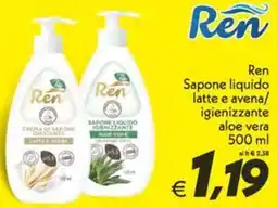 Iper Super Conveniente Ren Sapone liquido latte e avena/ igienizzante aloe vera offerta
