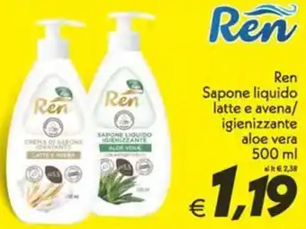Iper Super Conveniente Ren Sapone liquido latte e avena/ igienizzante aloe vera offerta