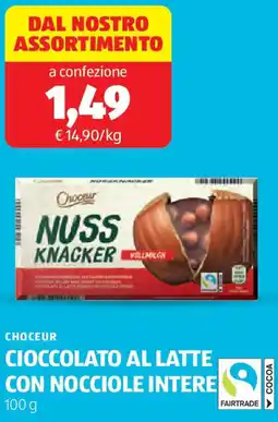 ALDI Choceur cioccolato al latte con nocciole intere offerta