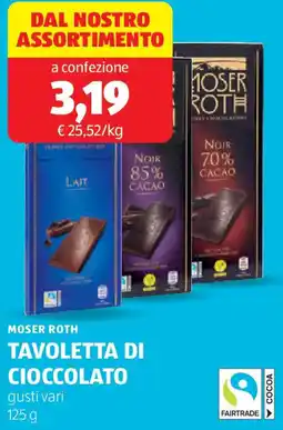 ALDI Moser roth tavoletta di cioccolato offerta