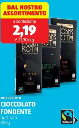 ALDI Moser roth cioccolato fondente offerta
