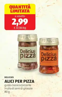 ALDI Delicius alici per pizza offerta
