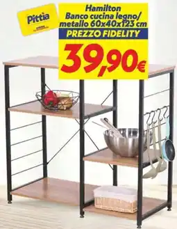 Iper Super Conveniente Hamilton Banco cucina legno/ metallo 60x40x123 cm offerta