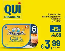 Qui Discount Tonno in olio di semi di girasole Asdomar offerta