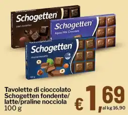 Qui Discount Tavolette di cioccolato Schogetten fondente/latte/praline nocciola offerta