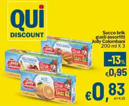 Qui Discount Succo brik gusti assortiti Jolly Colombani offerta