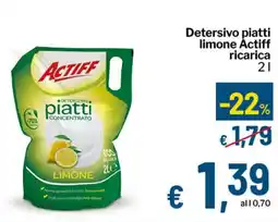 Qui Discount Detersivo piatti limone Actiff ricarica offerta