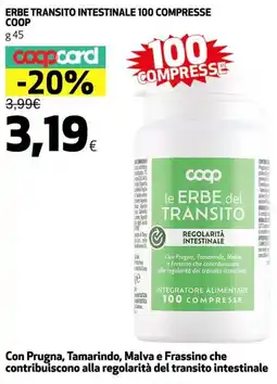 Coop Erbe transito intestinale 100 compresse COOP offerta
