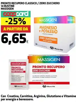 Coop Pronto recupero classico/zero zucchero 14 bustine MASSIGEN offerta