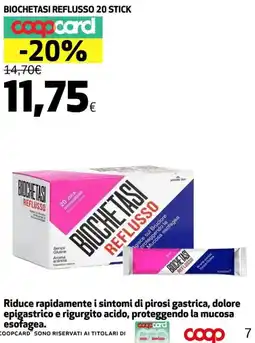 Coop Biochetasi reflusso 20 stick offerta