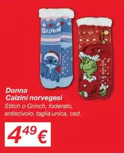 KiK Donna Calzini norvegesi Stitch o Grinch offerta