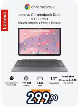 Unieuro Lenovo Chromebook Duet 83HH0026IX Touch screen + Penna inclusa offerta