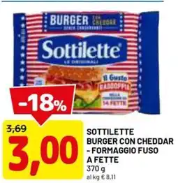 DPiù Sottilette burger con cheddar - formaggio fuso a fette offerta