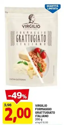 DPiù Virgilio formaggio grattugiato italiano offerta