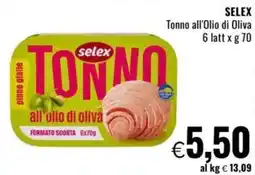 Famila SELEX Tonno all'Olio di Oliva 6 latt offerta