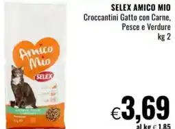 Famila SELEX AMICO MIO Croccantini Gatto con Carne, Pesce e Verdure offerta