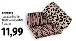 Famila COPERTA coral animalier fantasie assortite offerta
