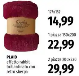 Famila PLAID effetto rabbit brillantinato con retro sherpa offerta