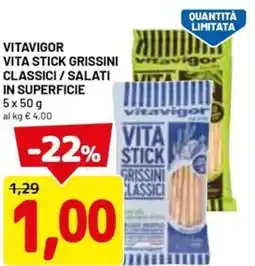 DPiù Vitavigor vita stick grissini classici / salati in superficie offerta