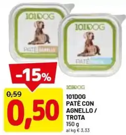 DPiù 101dog patè con agnello / trota offerta