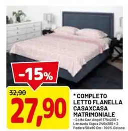 DPiù Completo letto flanella casaxcasa matrimoniale offerta