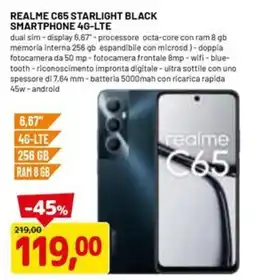 DPiù REALME C65 STARLIGHT BLACK SMARTPHONE 4G-LTE offerta