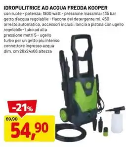 DPiù Idropulitrice ad acqua fredda kooper offerta