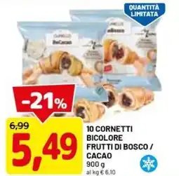DPiù 10 cornetti bicolore frutti di bosco / cacao offerta