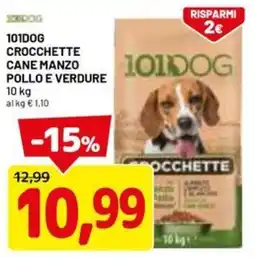 DPiù 101dog crocchette cane manzo pollo e verdure offerta