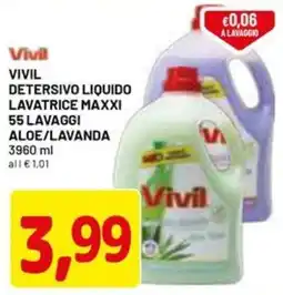 DPiù Vivil detersivo liquido lavatrice maxxi aloe/lavanda offerta