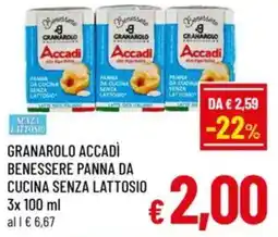 A&O Granarolo accadì benessere panna da cucina senza lattosio offerta