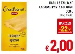 A&O Barilla emiliane lasagne pasta all'uovo offerta