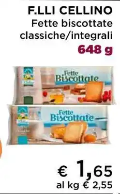 Coop F.LLI CELLINO FETTE BISCOTTATE CLASSICHE/INTEGRALI offerta