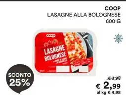 Coop COOP LASAGNE ALLA BOLOGNESE offerta