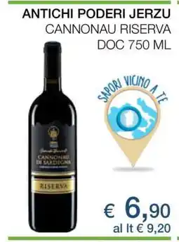 Coop ANTICHI PODERI JERZU CANNONAU RISERVA DOC 750 ML offerta